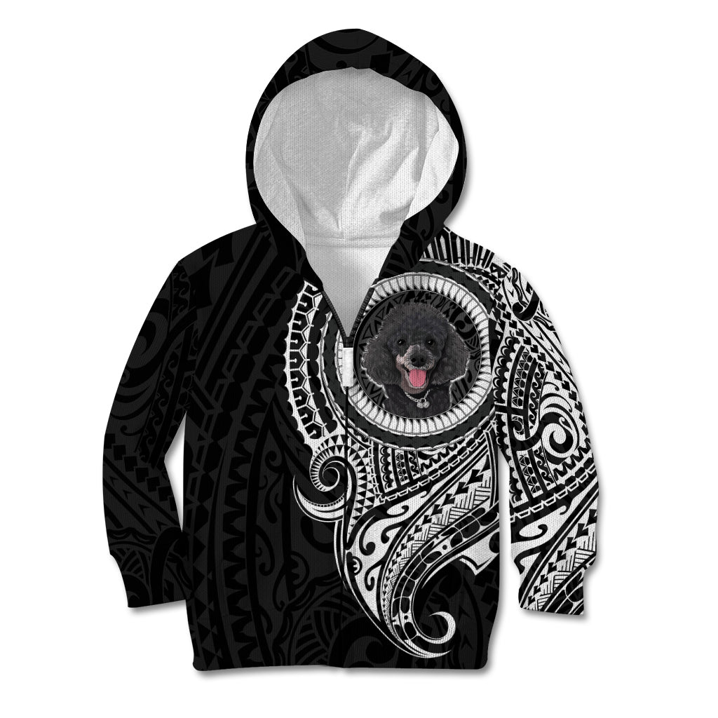 Polynesian Poodle Dog Kid Hoodie Dog In My Heart LT6 Zip Hoodie Black - Polynesian Pride