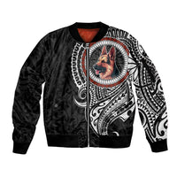 Polynesian German Shepherd Dog Sleeve Zip Bomber Jacket Dog In My Heart LT6 Unisex Black - Polynesian Pride