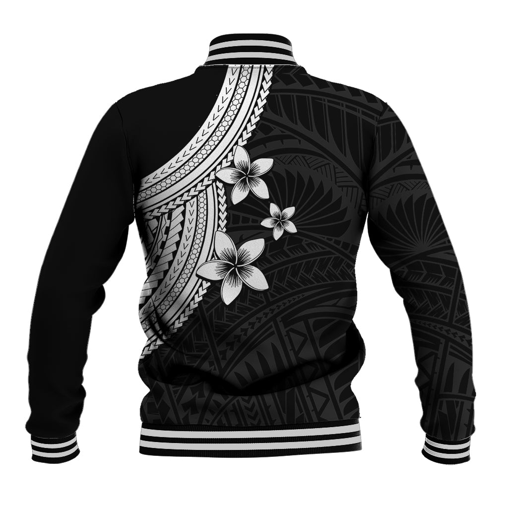Polynesian Baseball Jacket With Plumeria Flower White LT6 - Polynesian Pride