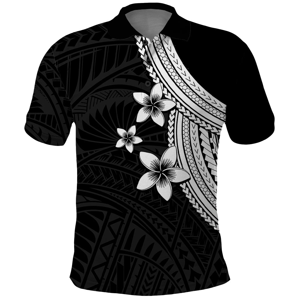 Polynesian Polo Shirt With Plumeria Flower White LT6 White - Polynesian Pride