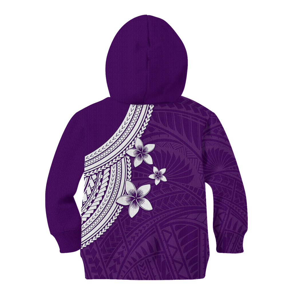 Polynesian Kid Hoodie With Plumeria Flower Purple LT6 - Polynesian Pride