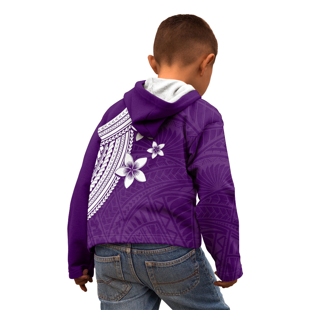 Polynesian Kid Hoodie With Plumeria Flower Purple LT6 - Polynesian Pride