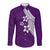 Polynesian Long Sleeve Button Shirt With Plumeria Flower Purple LT6 Unisex Purple - Polynesian Pride