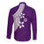 Polynesian Long Sleeve Button Shirt With Plumeria Flower Purple LT6 - Polynesian Pride