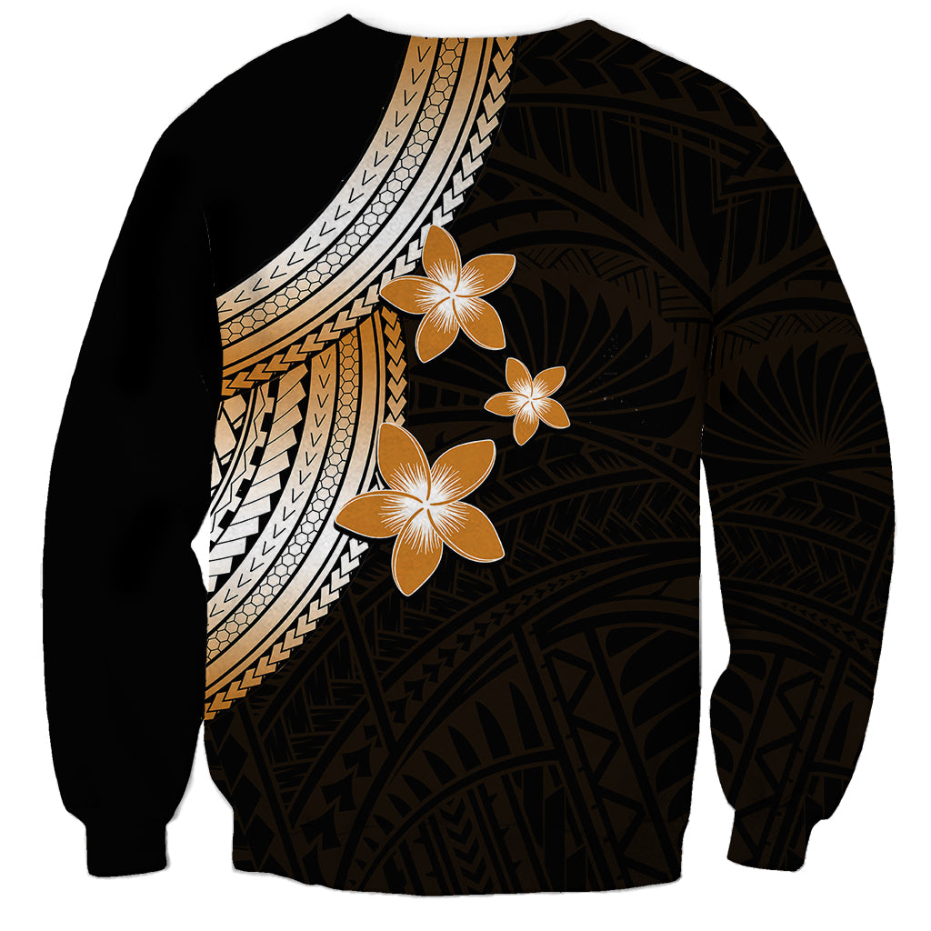 Polynesian Sweatshirt With Plumeria Flower Gold LT6 - Polynesian Pride