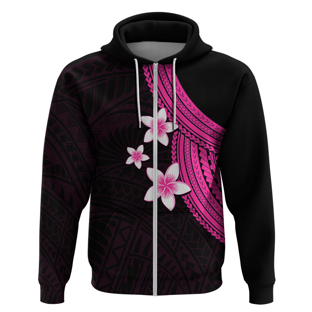 Polynesian Hoodie With Plumeria Flower Pink LT6 - Polynesian Pride