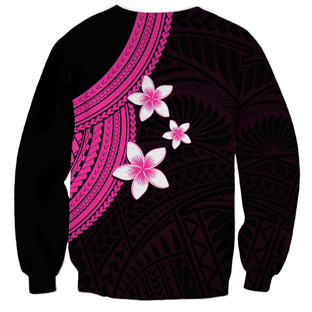 Polynesian Sweatshirt With Plumeria Flower Pink LT6 - Polynesian Pride