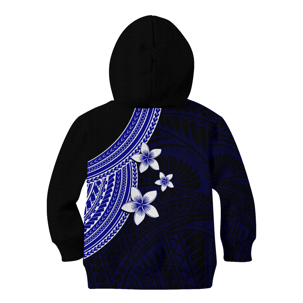 Polynesian Kid Hoodie With Plumeria Flower Blue LT6 - Polynesian Pride