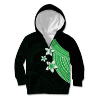 Polynesian Kid Hoodie With Plumeria Flower Green LT6 Zip Hoodie Green - Polynesian Pride