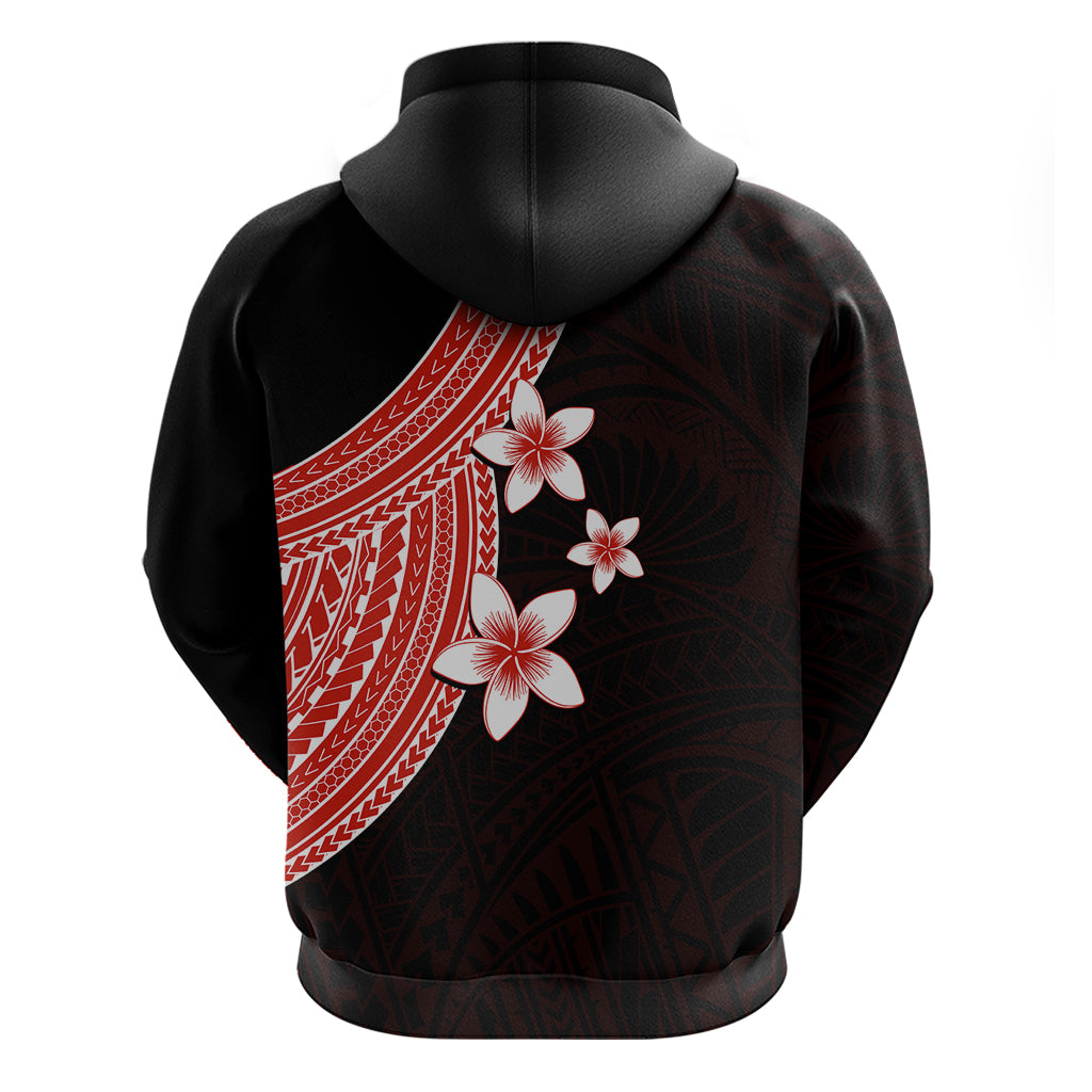 Polynesian Hoodie With Plumeria Flower Red LT6 - Polynesian Pride