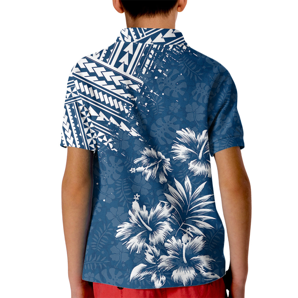 Hawaii Summer Kid Polo Shirt Mix Polynesian Dark Blue LT6 - Polynesian Pride