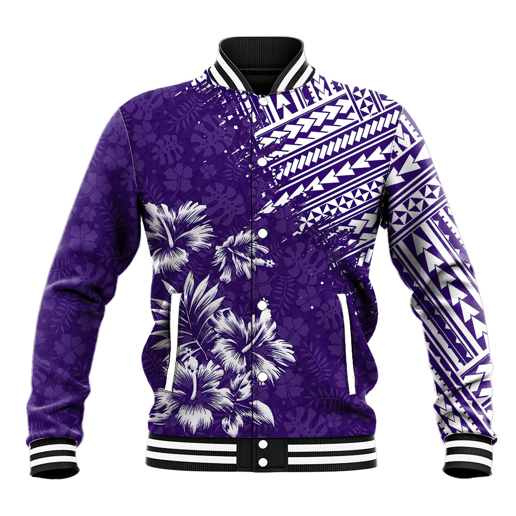 Hawaii Summer Baseball Jacket Mix Polynesian Purple LT6 Unisex Purple - Polynesian Pride