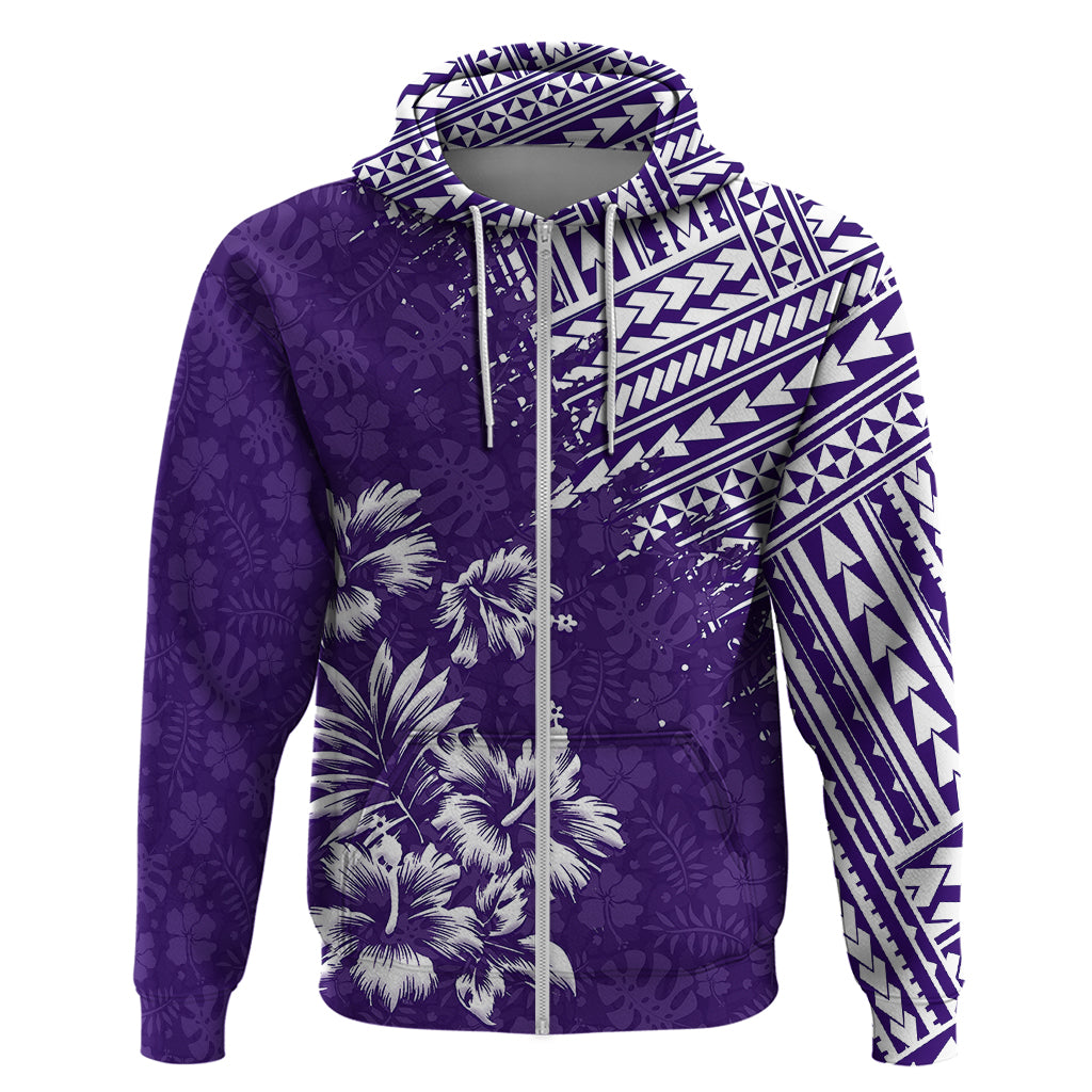 Hawaii Summer Hoodie Mix Polynesian Purple LT6 Zip Hoodie Purple - Polynesian Pride