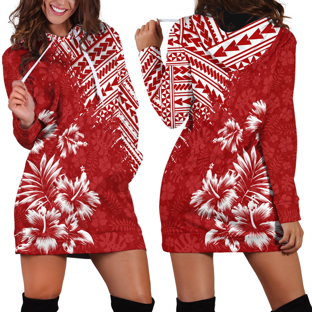 Hawaii Summer Hoodie Dress Mix Polynesian Red LT6 - Polynesian Pride