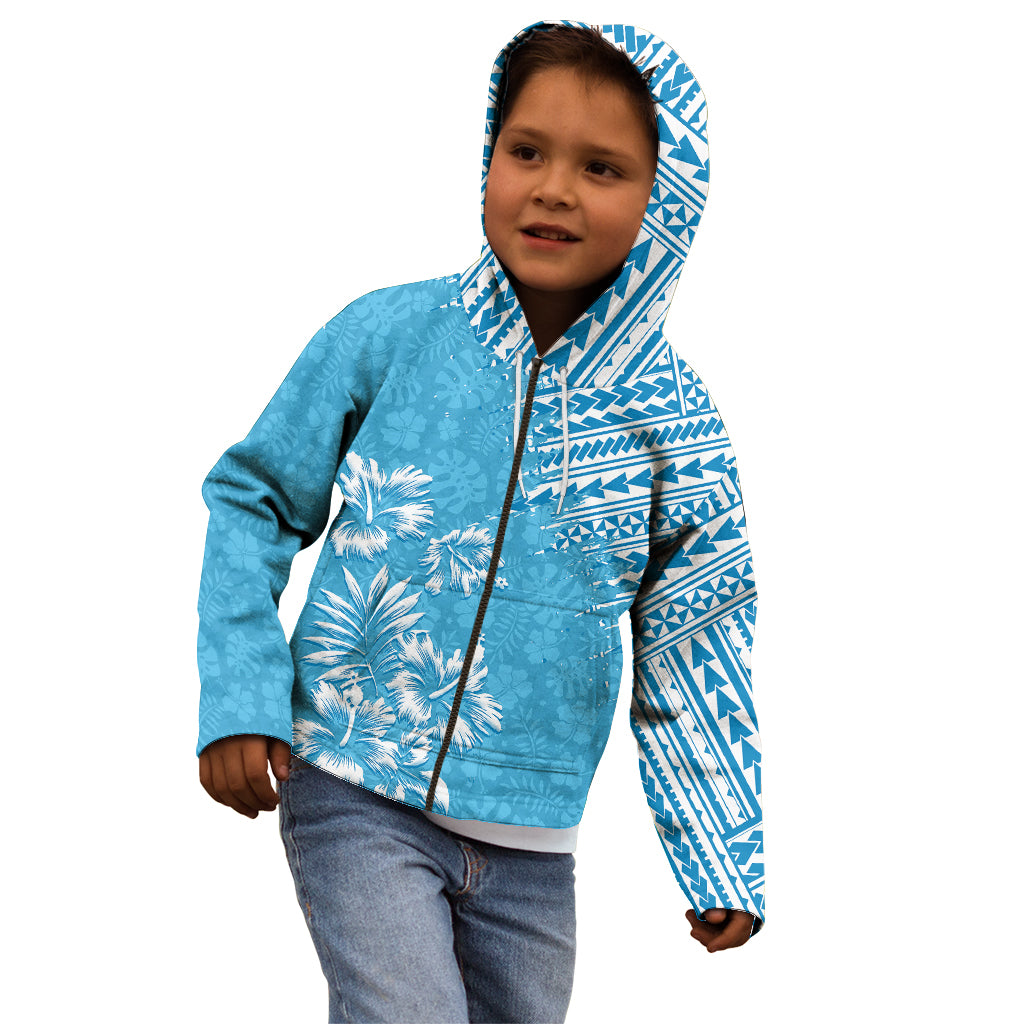 Hawaii Summer Kid Hoodie Mix Polynesian Light Blue LT6 - Polynesian Pride