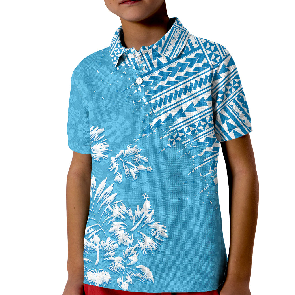 Hawaii Summer Kid Polo Shirt Mix Polynesian Light Blue LT6 Kid Blue - Polynesian Pride