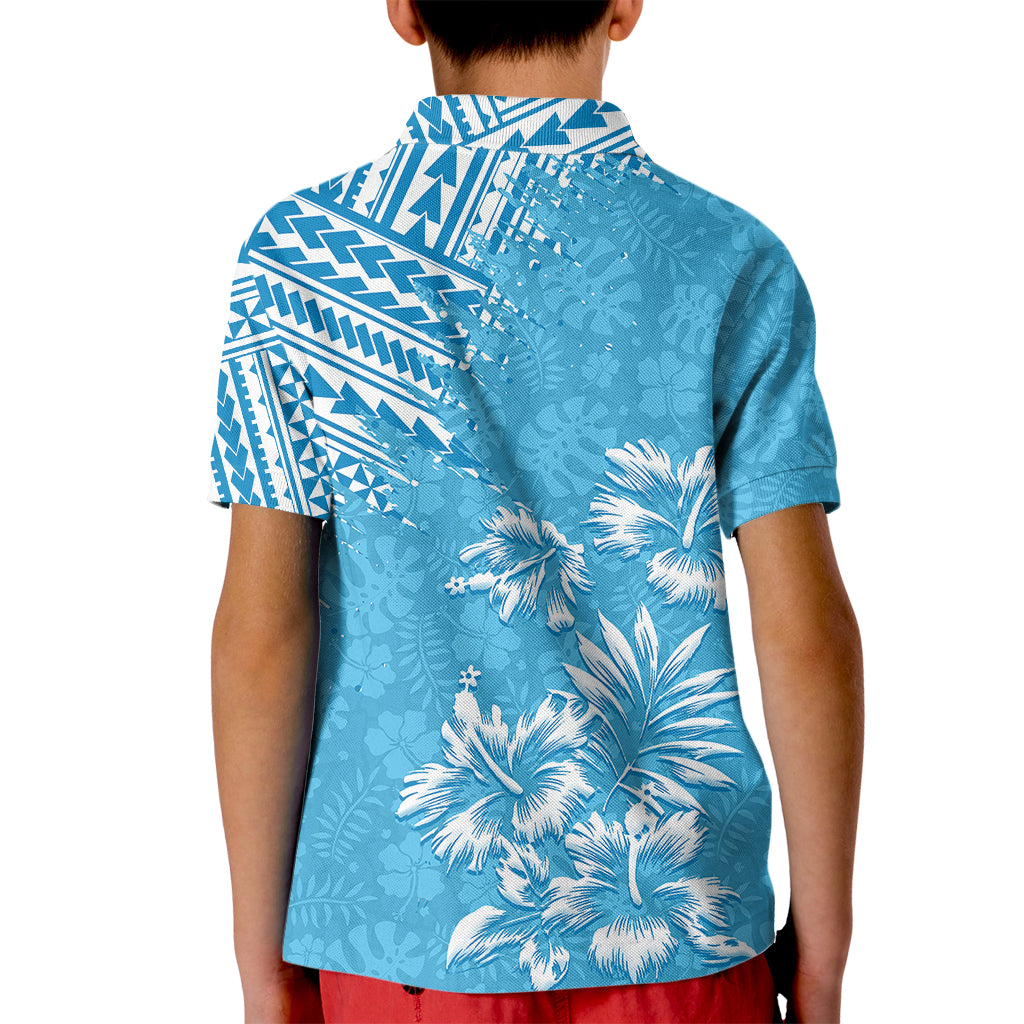 Hawaii Summer Kid Polo Shirt Mix Polynesian Light Blue LT6 - Polynesian Pride