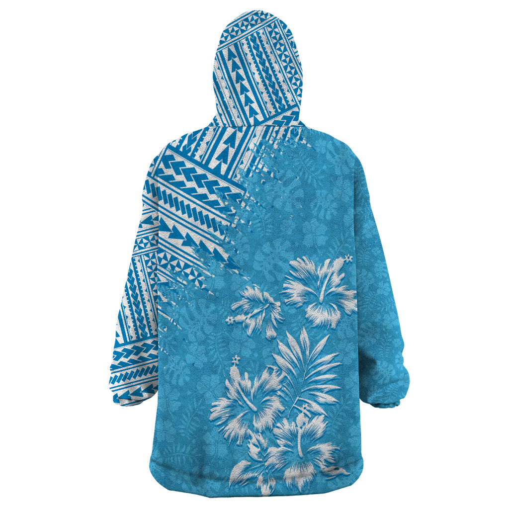 Hawaii Summer Wearable Blanket Hoodie Mix Polynesian Light Blue LT6 - Polynesian Pride