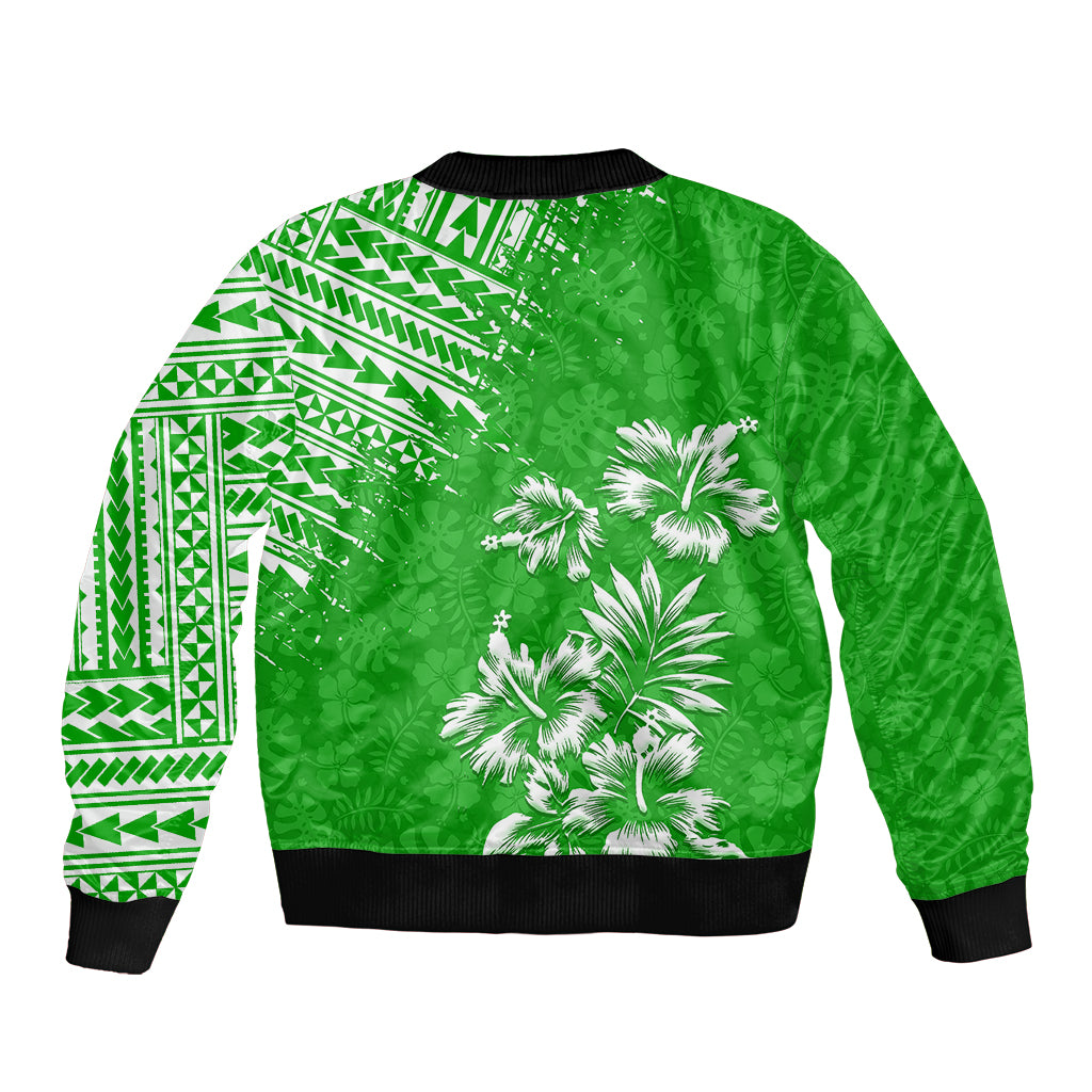 Hawaii Summer Bomber Jacket Mix Polynesian Green LT6 - Polynesian Pride