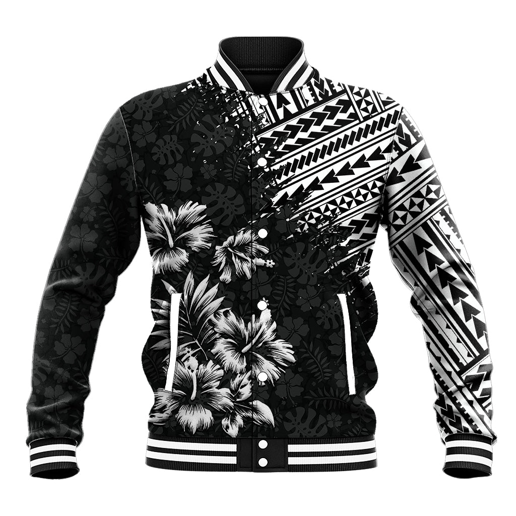 Hawaii Summer Baseball Jacket Mix Polynesian Black LT6 Unisex Black - Polynesian Pride