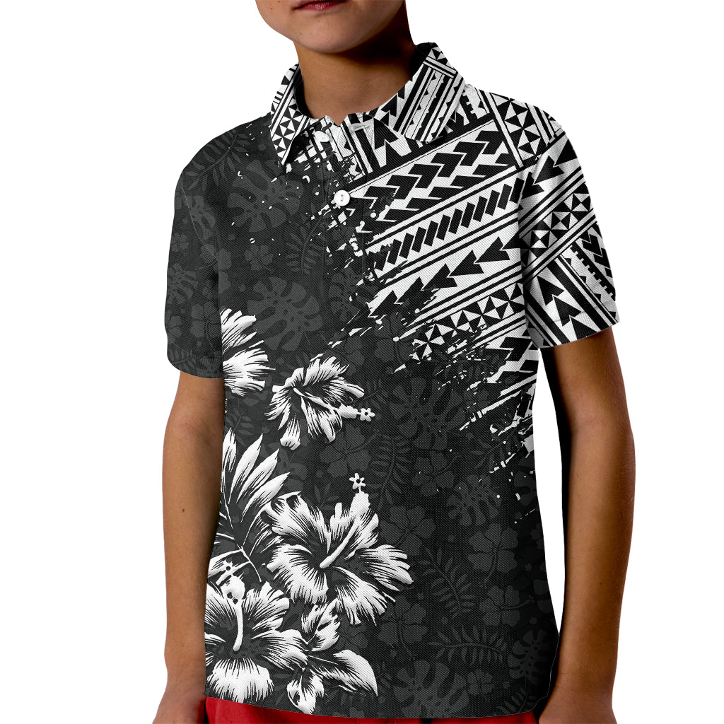 Hawaii Summer Kid Polo Shirt Mix Polynesian Black LT6 Kid Black - Polynesian Pride