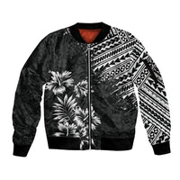 Hawaii Summer Sleeve Zip Bomber Jacket Mix Polynesian Black LT6 Unisex Black - Polynesian Pride