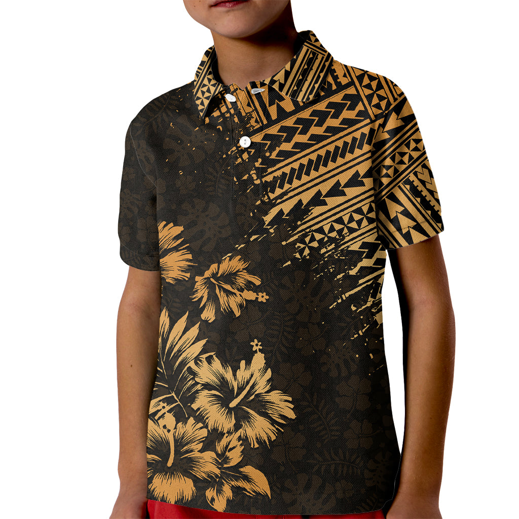 Hawaii Summer Kid Polo Shirt Mix Polynesian Gold LT6 Kid Gold - Polynesian Pride