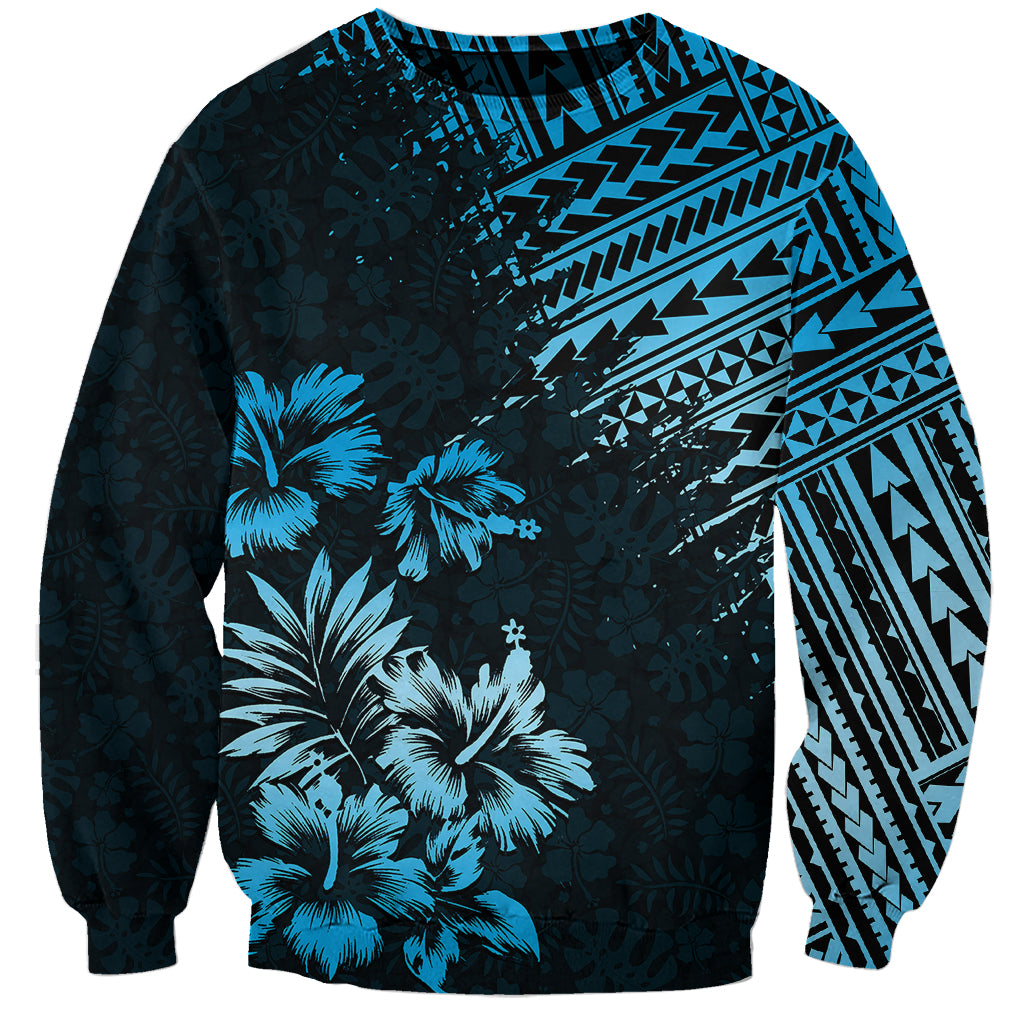 Hawaii Summer Sweatshirt Mix Polynesian Black-Blue LT6 Unisex Blue - Polynesian Pride