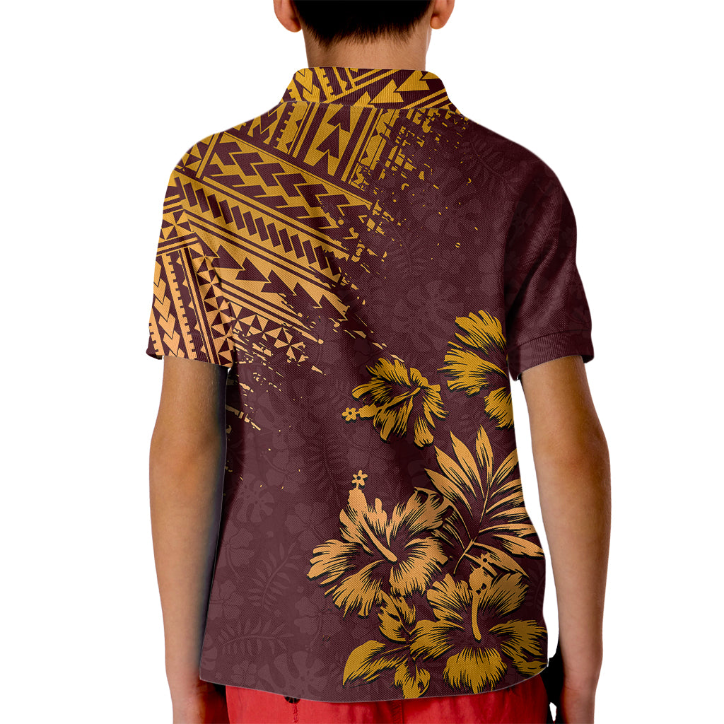 Hawaii Summer Kid Polo Shirt Mix Polynesian Brown LT6 - Polynesian Pride