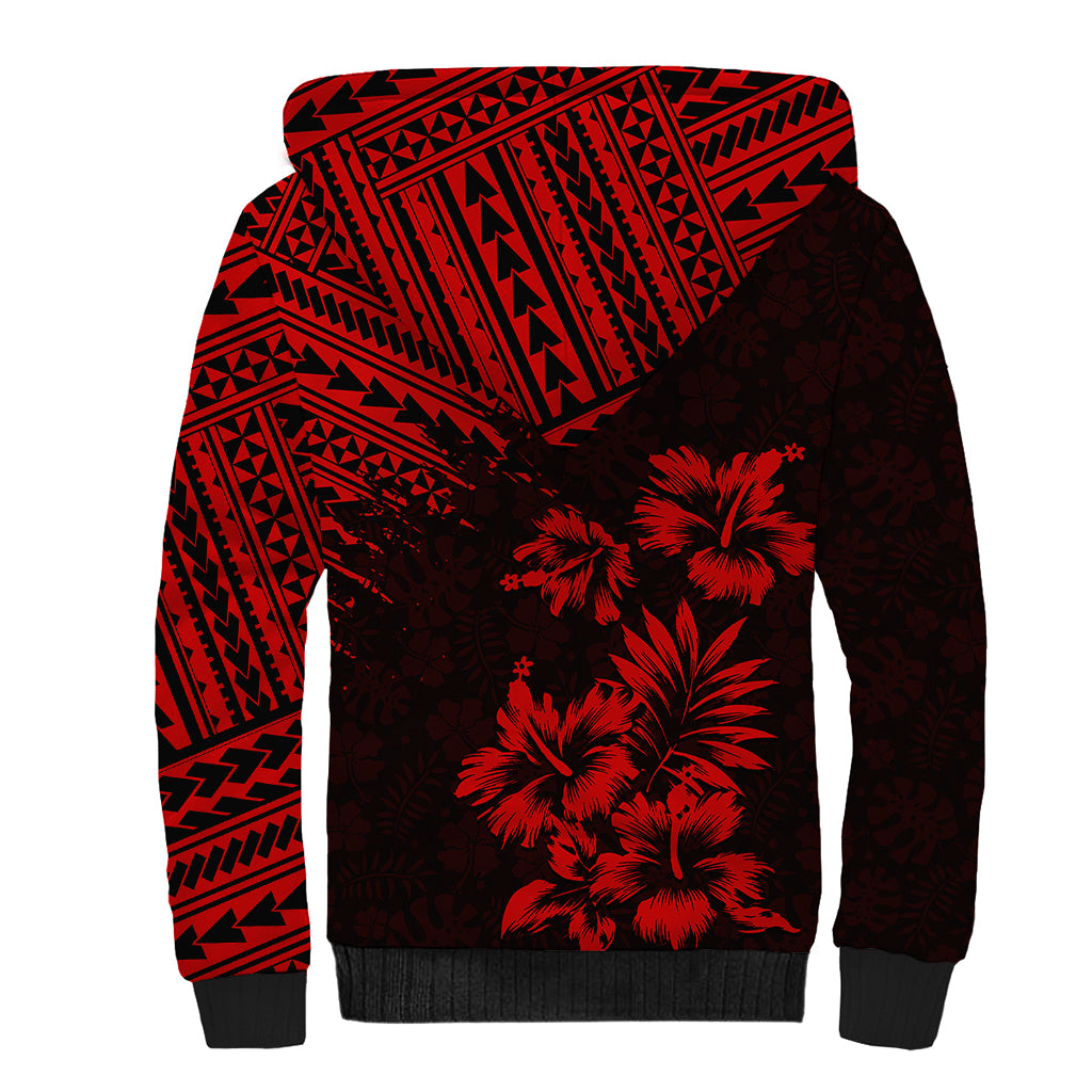 Hawaii Summer Sherpa Hoodie Mix Polynesian Black-Red LT6 - Polynesian Pride
