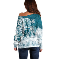 Polynesian Sea Turtle Off Shoulder Sweater Tribal LT6 - Polynesian Pride