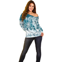 Polynesian Sea Turtle Off Shoulder Sweater Tribal LT6 - Polynesian Pride