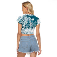 Polynesian Sea Turtle Raglan Cropped T Shirt Tribal LT6 - Polynesian Pride