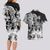 Polynesian Sea Turtle Couples Matching Long Sleeve Bodycon Dress and Hawaiian Shirt Tribal Black LT6 - Polynesian Pride