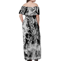 Polynesian Sea Turtle Off Shoulder Maxi Dress Tribal Black LT6 - Polynesian Pride