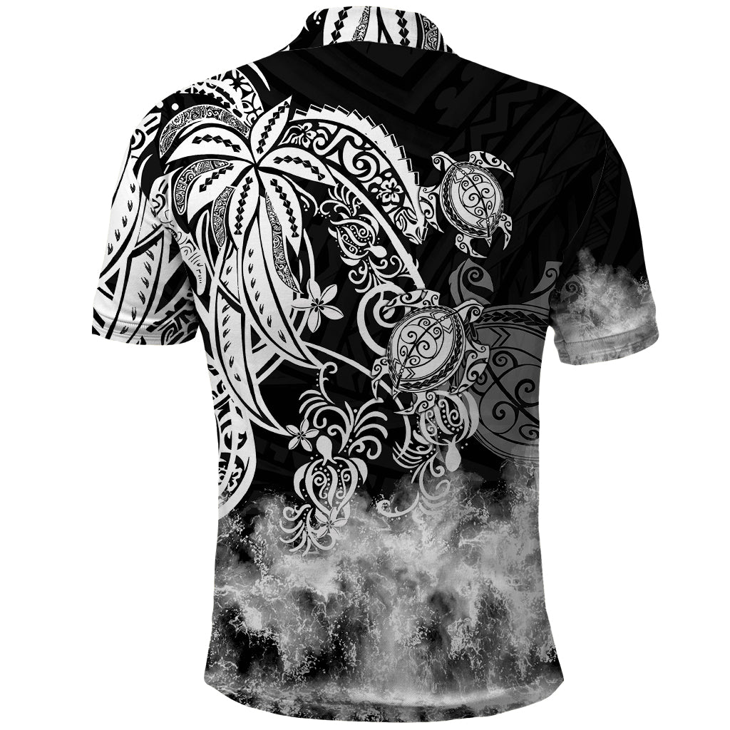 Polynesian Sea Turtle Polo Shirt Tribal Black LT6 - Polynesian Pride