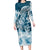 Polynesian Sea Turtle Long Sleeve Bodycon Dress Tribal Blue LT6 Long Dress Blue - Polynesian Pride