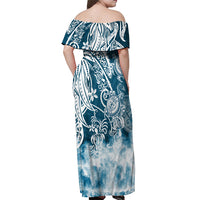 Polynesian Sea Turtle Off Shoulder Maxi Dress Tribal Blue LT6 - Polynesian Pride