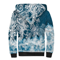 Polynesian Sea Turtle Sherpa Hoodie Tribal Blue LT6 - Polynesian Pride