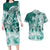 Polynesian Sea Turtle Couples Matching Long Sleeve Bodycon Dress and Hawaiian Shirt Tribal Green LT6 Green - Polynesian Pride