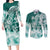 Polynesian Sea Turtle Couples Matching Long Sleeve Bodycon Dress and Long Sleeve Button Shirts Tribal Green LT6 Green - Polynesian Pride