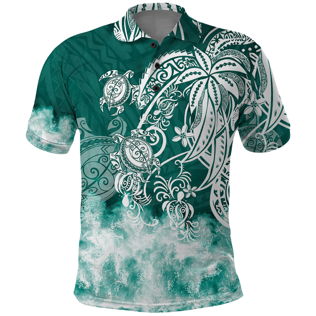 Polynesian Sea Turtle Polo Shirt Tribal Green LT6 Green - Polynesian Pride