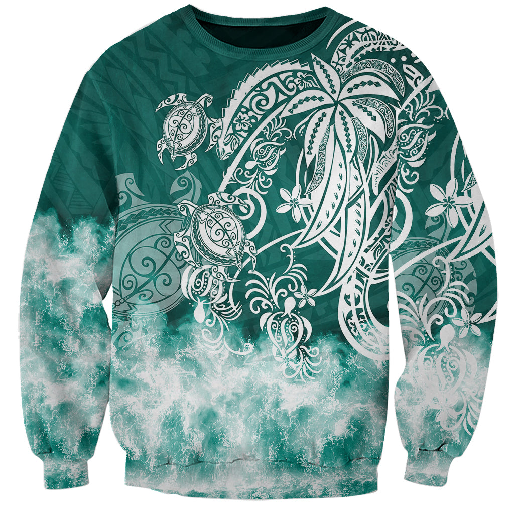 Polynesian Sea Turtle Sweatshirt Tribal Green LT6 Unisex Green - Polynesian Pride