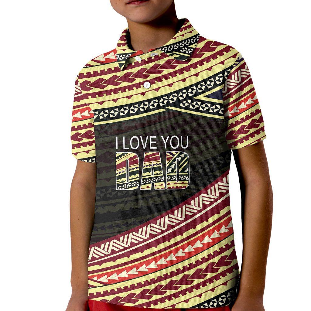 (Custom Personalised) Happy Fathers Day Polynesian Kid Polo Shirt I Love You Dad LT6 Kid Art - Polynesian Pride