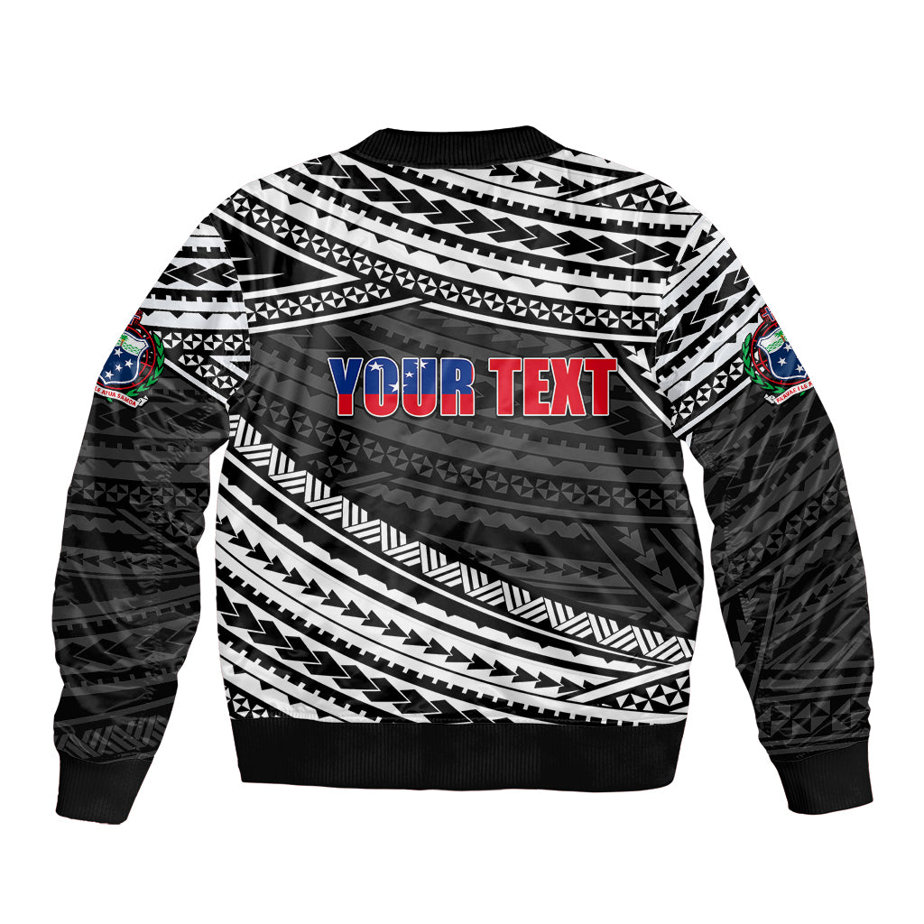 (Custom Personalised) Happy Fathers Day Samoa Sleeve Zip Bomber Jacket I Love You Dad Black LT6 - Polynesian Pride