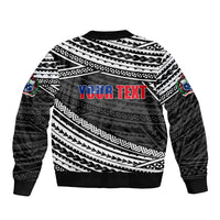 (Custom Personalised) Happy Fathers Day Samoa Sleeve Zip Bomber Jacket I Love You Dad Black LT6 - Polynesian Pride