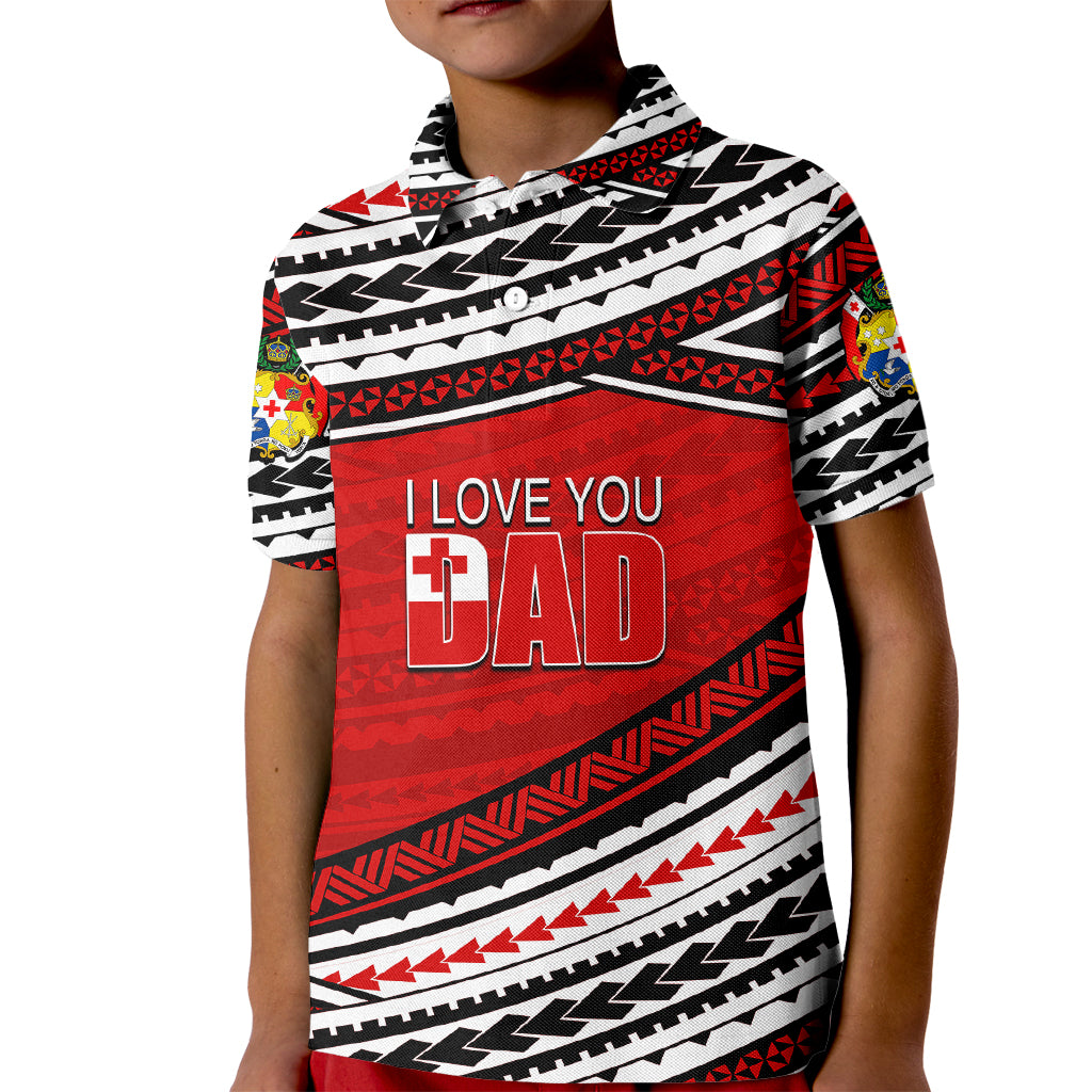 (Custom Personalised) Happy Fathers Day Tonga Kid Polo Shirt I Love You Dad LT6 Kid Red - Polynesian Pride