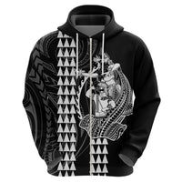 Polynesian Hoodie Hawaiian Warrior and Aloha Girl With Hammerhead Shark Tattoos White LT6 - Polynesian Pride