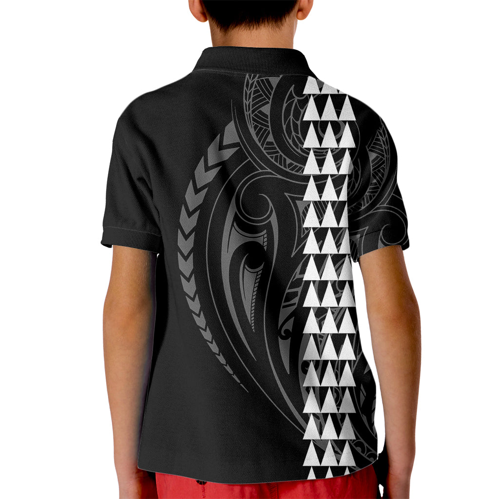 Polynesian Kid Polo Shirt Hawaiian Warrior and Aloha Girl With Hammerhead Shark Tattoos White LT6 - Polynesian Pride