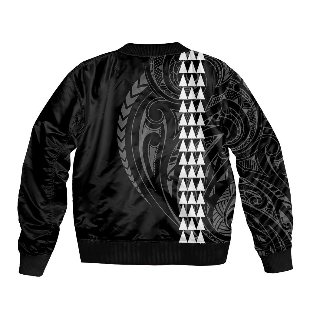 Polynesian Sleeve Zip Bomber Jacket Hawaiian Warrior and Aloha Girl With Hammerhead Shark Tattoos White LT6 - Polynesian Pride